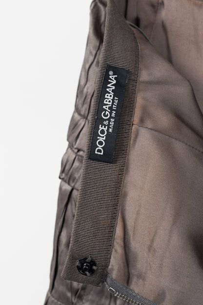 Dolce & Gabbana Brown Gathered-Silk Pencil Skirt