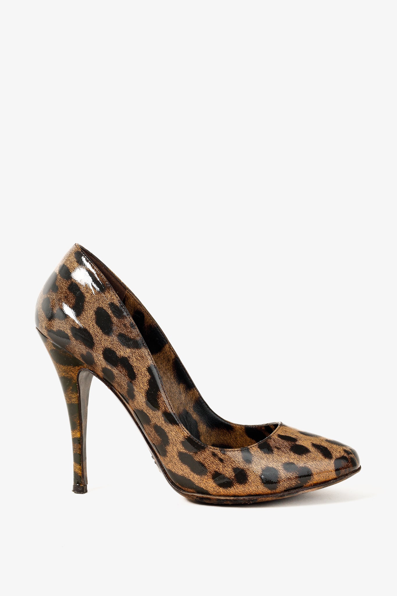 Dolce & Gabbana Brown Leopard Patent Leather Pumps