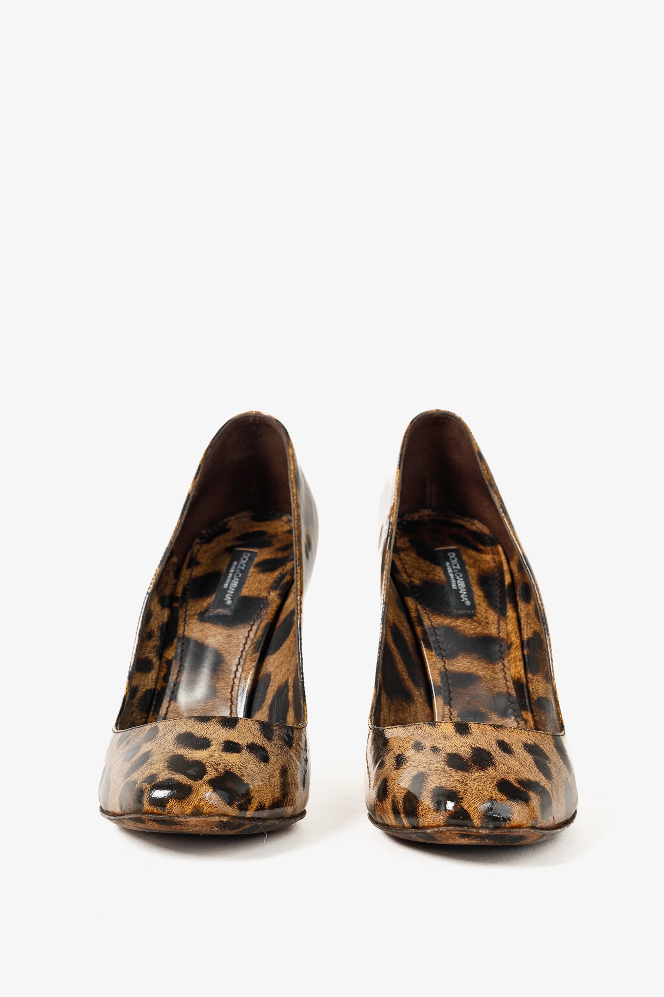Dolce & Gabbana Brown Leopard Patent Leather Pumps