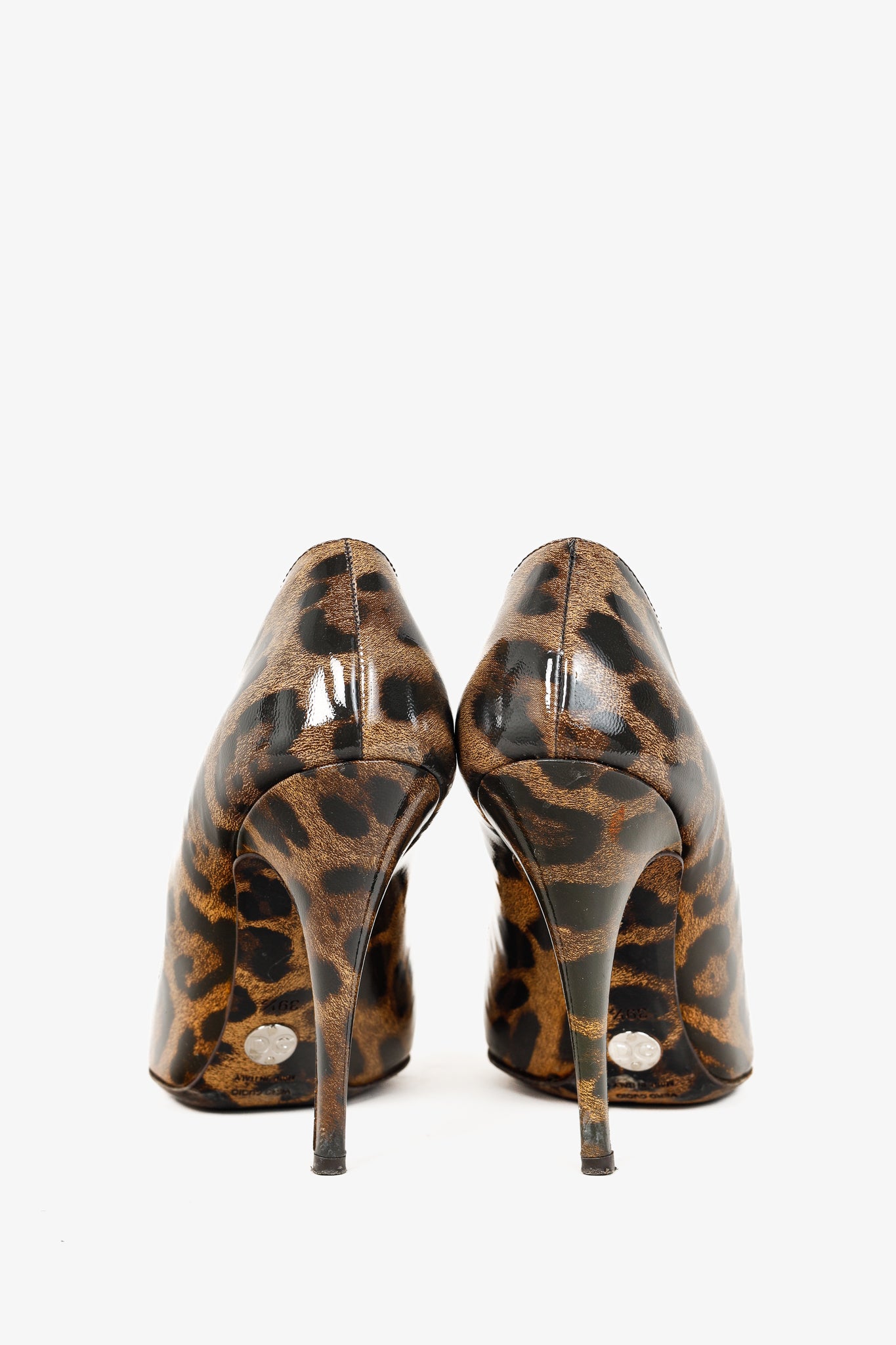 Dolce & Gabbana Brown Leopard Patent Leather Pumps