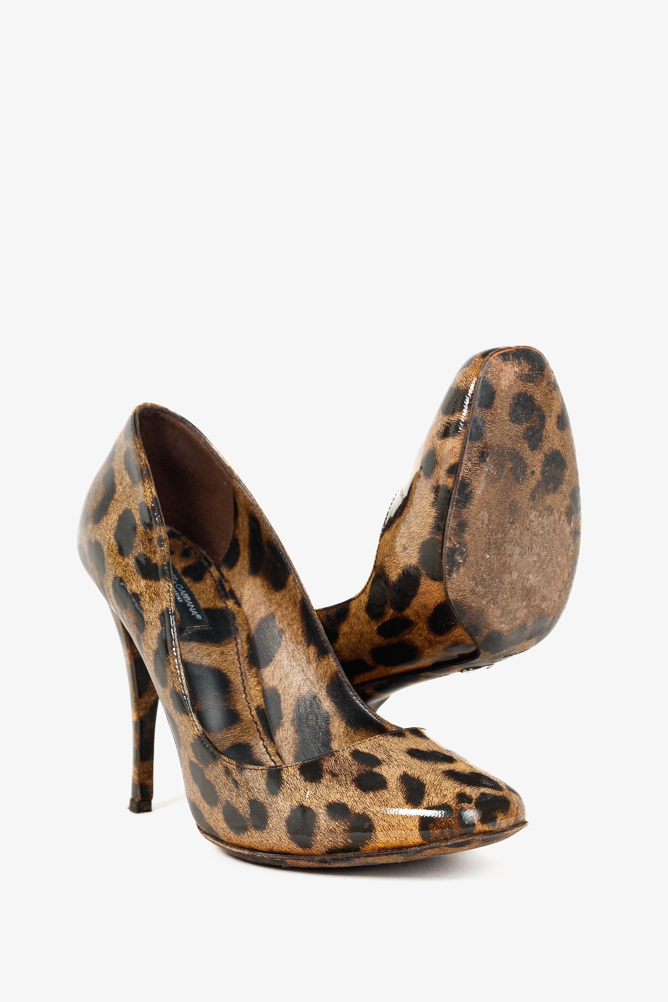 Dolce & Gabbana Brown Leopard Patent Leather Pumps