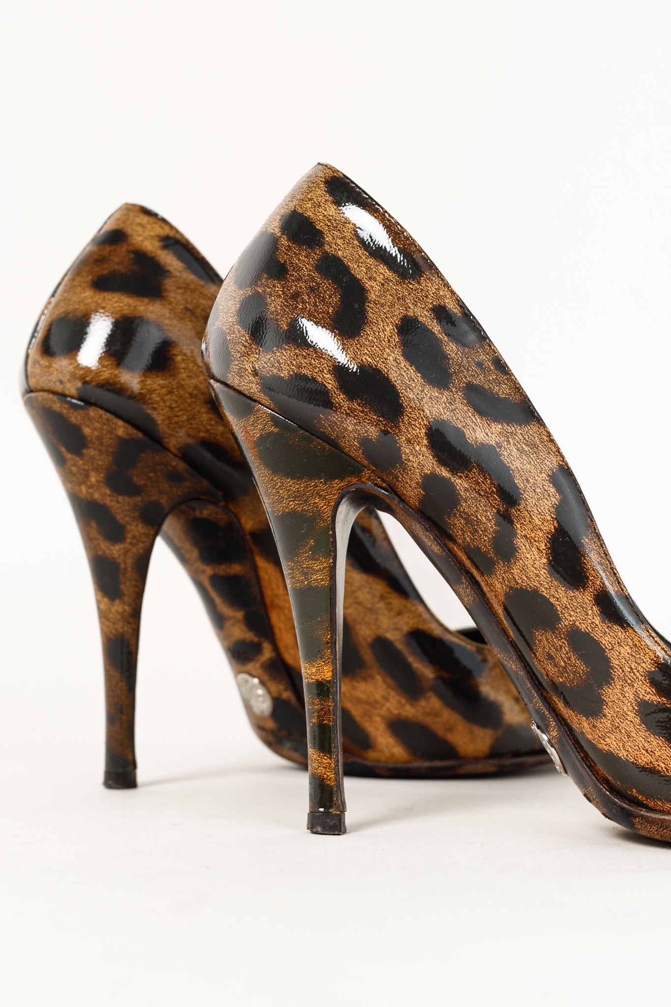 Dolce & Gabbana Brown Leopard Patent Leather Pumps