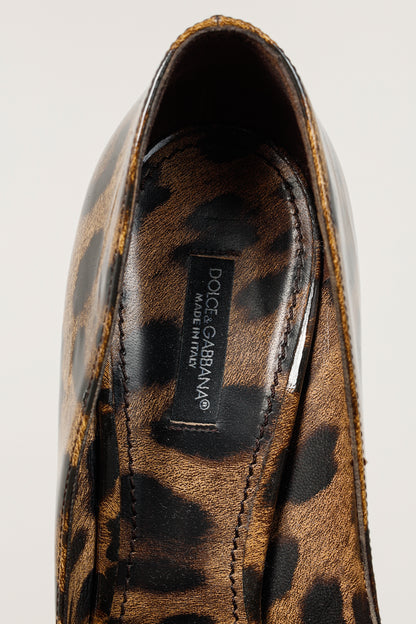 Dolce & Gabbana Brown Leopard Patent Leather Pumps