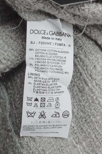 Dolce and Gabbana Grey Tweed Lace-Trim Suit Jacket