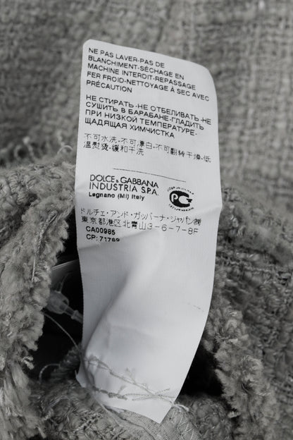 Dolce and Gabbana Grey Tweed Lace-Trim Suit Jacket