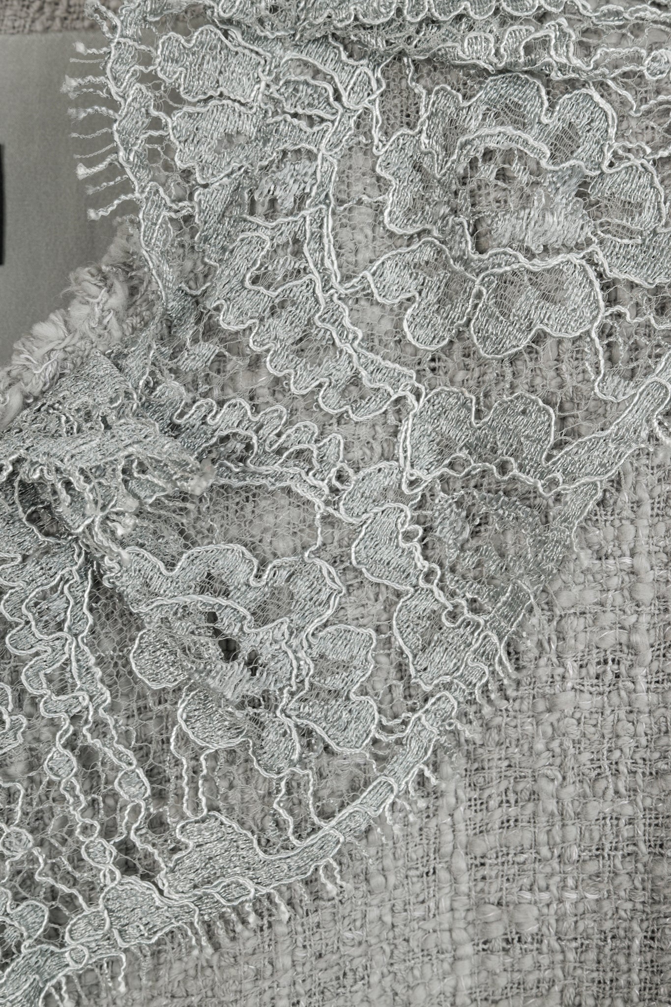 Dolce and Gabbana Grey Tweed Lace-Trim Suit Jacket