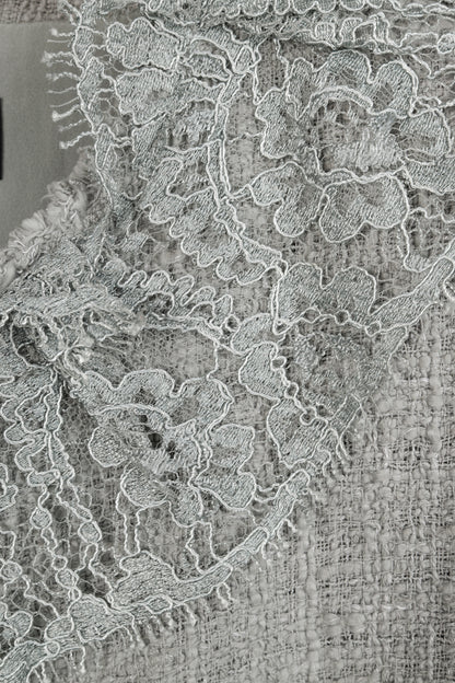 Dolce and Gabbana Grey Tweed Lace-Trim Suit Jacket