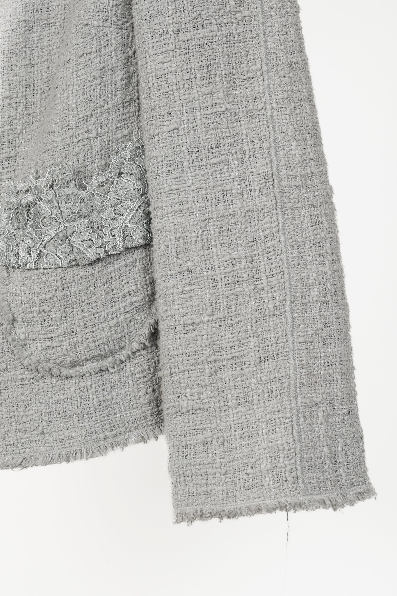 Dolce and Gabbana Grey Tweed Lace-Trim Suit Jacket