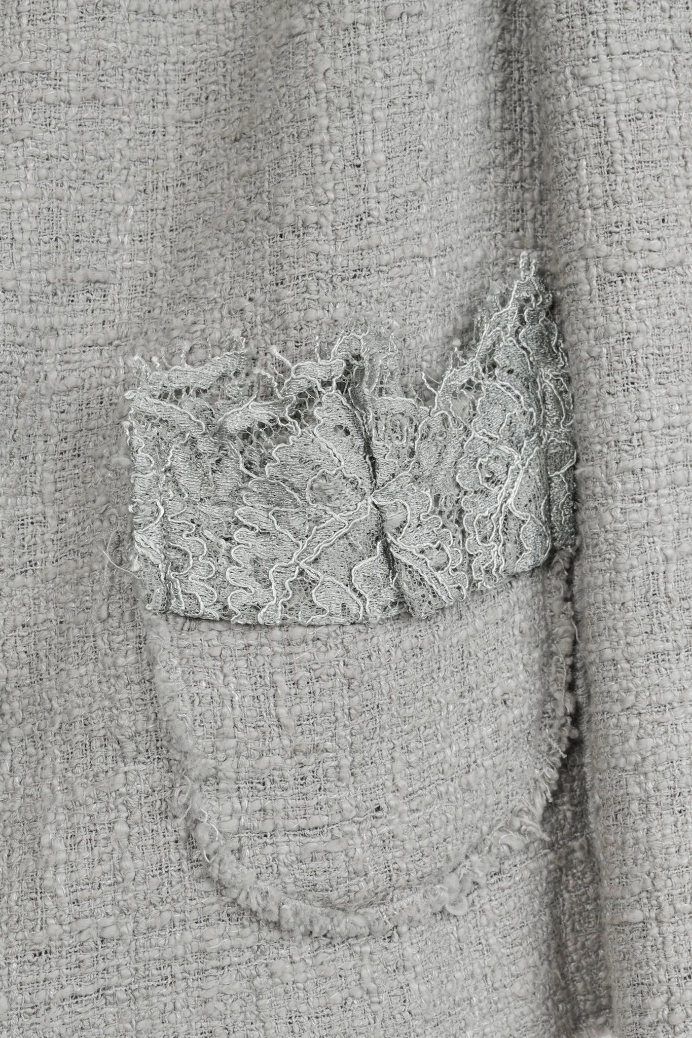 Dolce and Gabbana Grey Tweed Lace-Trim Suit Jacket