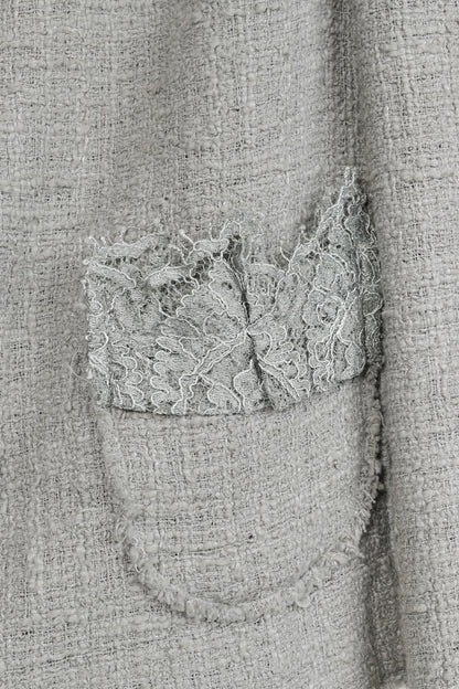 Dolce and Gabbana Grey Tweed Lace-Trim Suit Jacket
