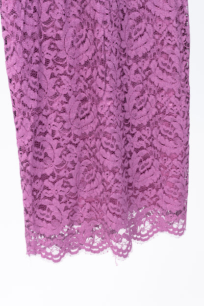 Dolce & Gabbana Pink Lace-Overlay Silk Strapless Midi Dress