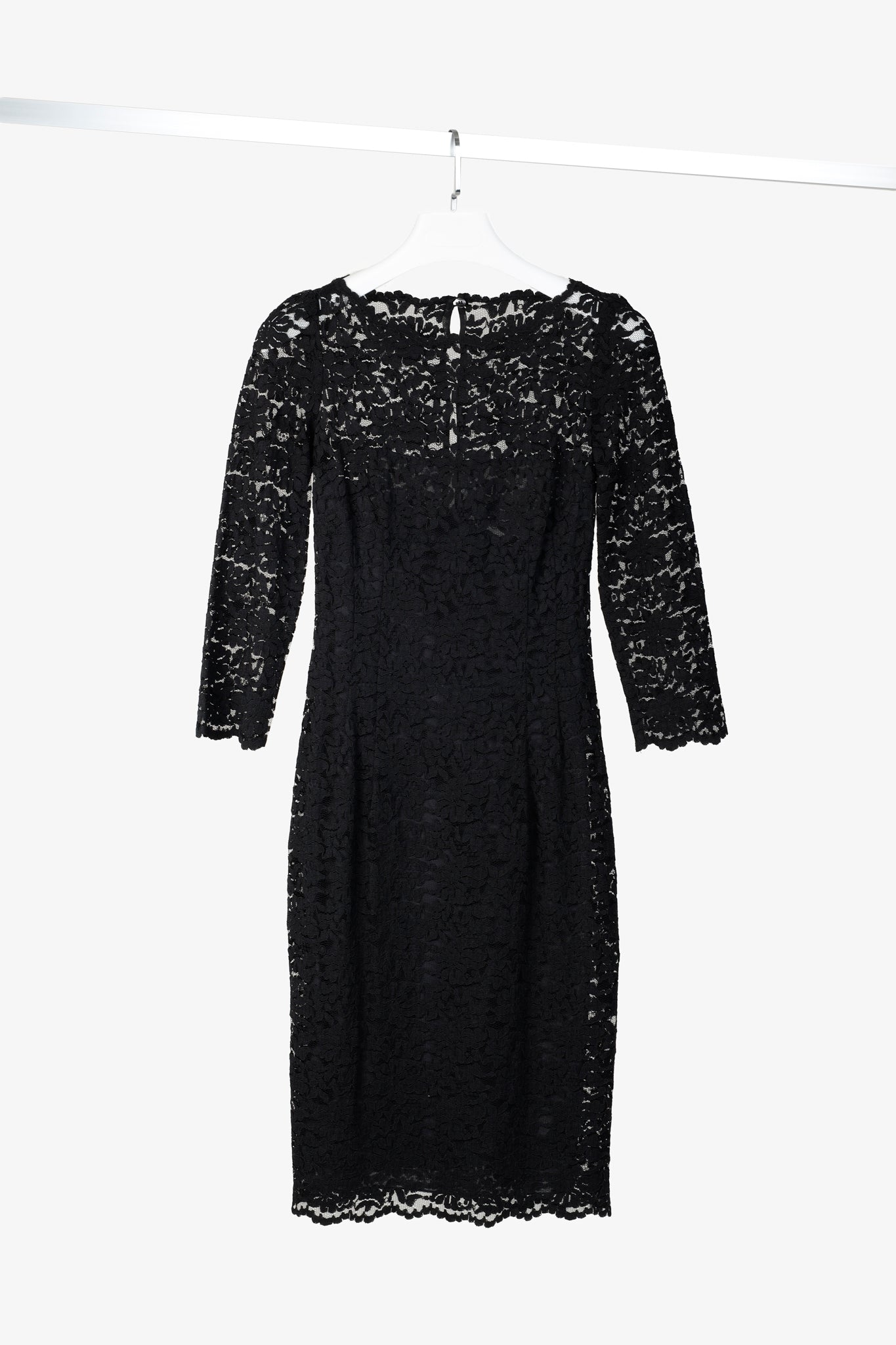 D&G Dolce & Gabbana AW/09 Black Lace 3/4-Sleeve Midi Dress