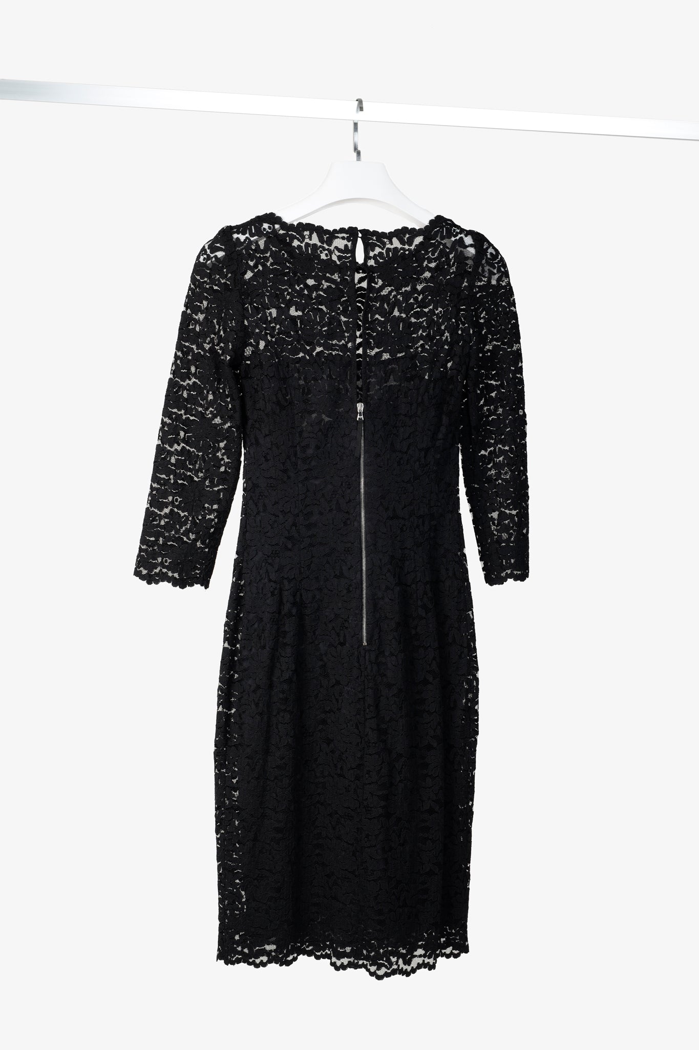 D&G Dolce & Gabbana AW/09 Black Lace 3/4-Sleeve Midi Dress