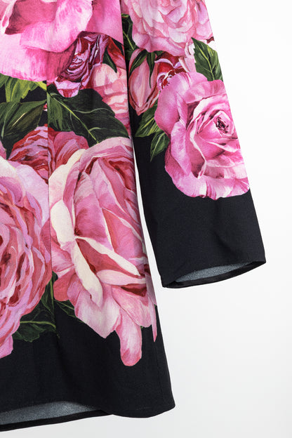 Dolce & Gabbana Nero Rose Floral Printed Crêpe Top