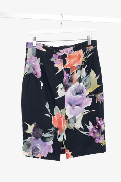 Dolce & Gabbana Black Floral Silk Pencil Skirt