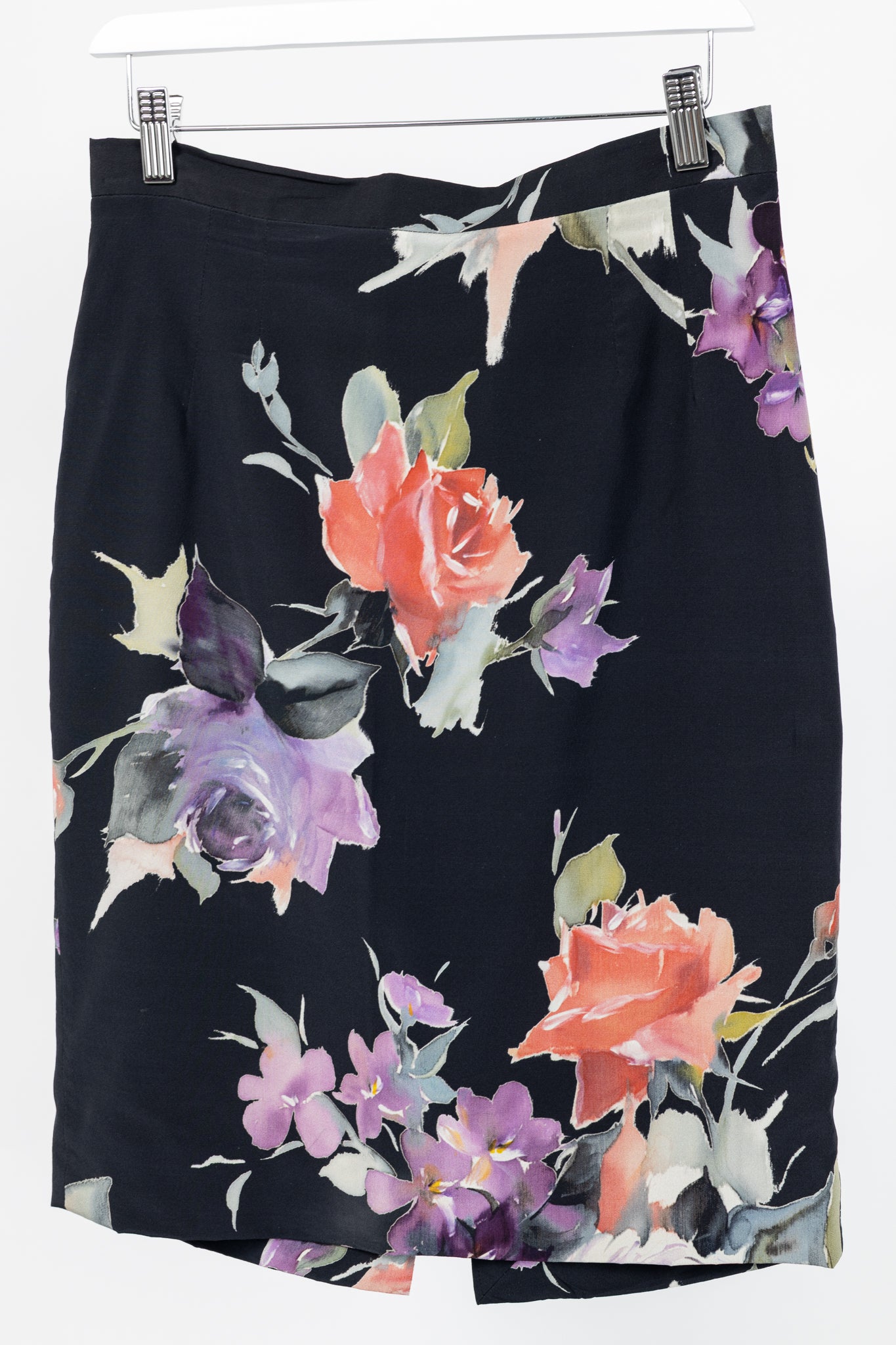 Dolce & Gabbana Black Floral Silk Pencil Skirt