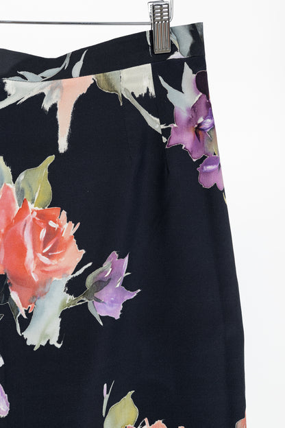Dolce & Gabbana Black Floral Silk Pencil Skirt