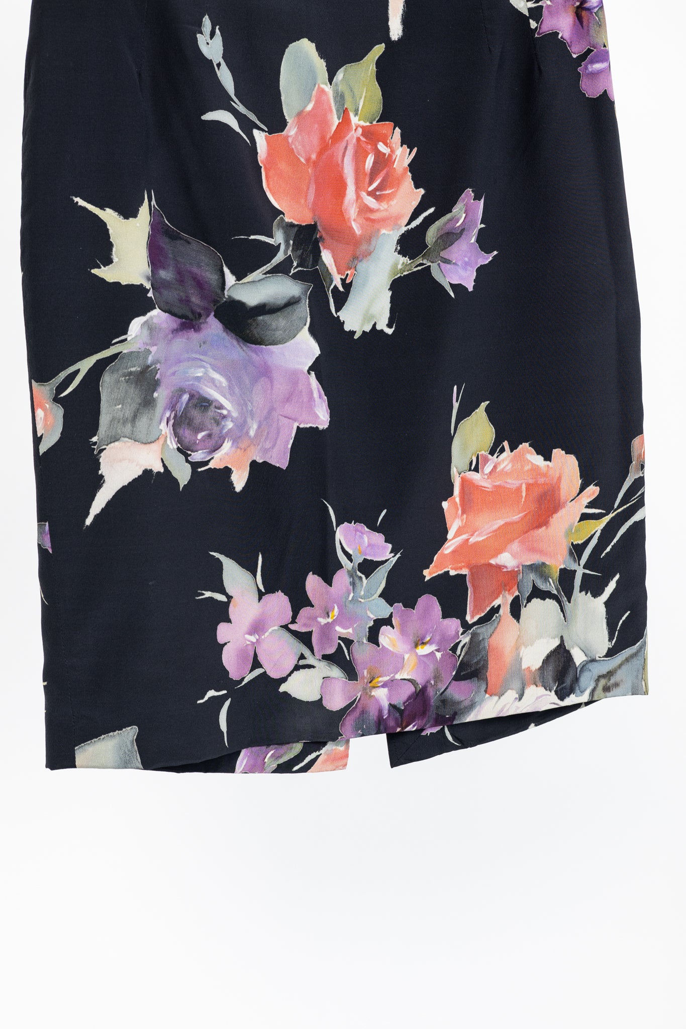 Dolce & Gabbana Black Floral Silk Pencil Skirt