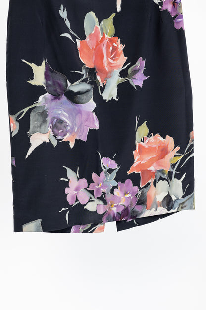 Dolce & Gabbana Black Floral Silk Pencil Skirt