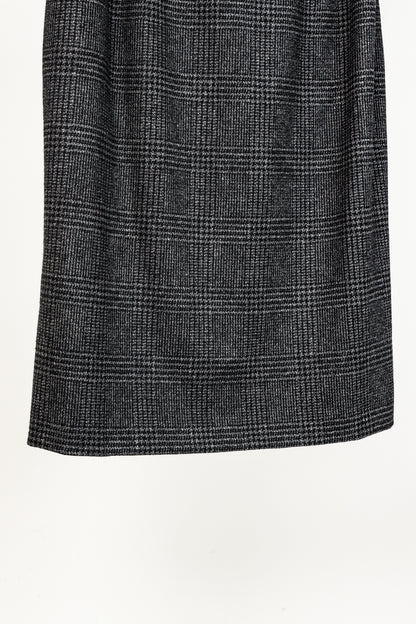 Dolce & Gabbana Black & Grey Plaid-Wool Satin-Bustier Dress