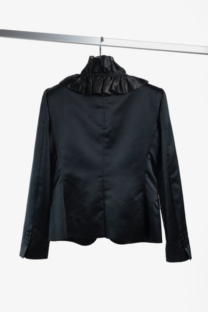 Dolce & Gabbana D&G Black Organza Ruffle Neckline Jacket