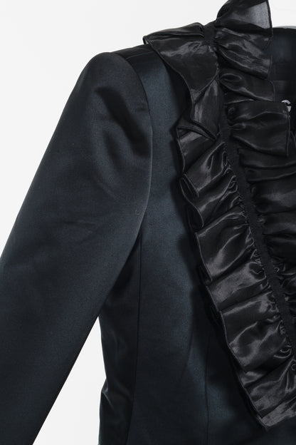 Dolce & Gabbana D&G Black Organza Ruffle Neckline Jacket