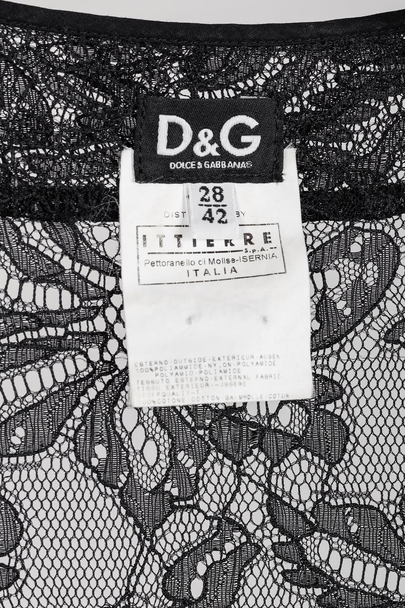 D&G Dolce & Gabbana Black Lace Flutter-Sleeve Tie-Waist Blouse