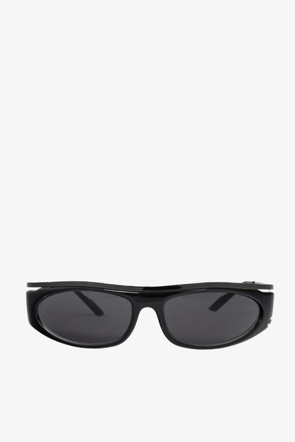 D&G Dolce & Gabbana Black Acetate Logo-Temple Wrap Sunglasses