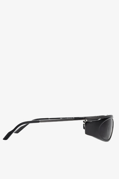 D&G Dolce & Gabbana Black Acetate Logo-Temple Wrap Sunglasses