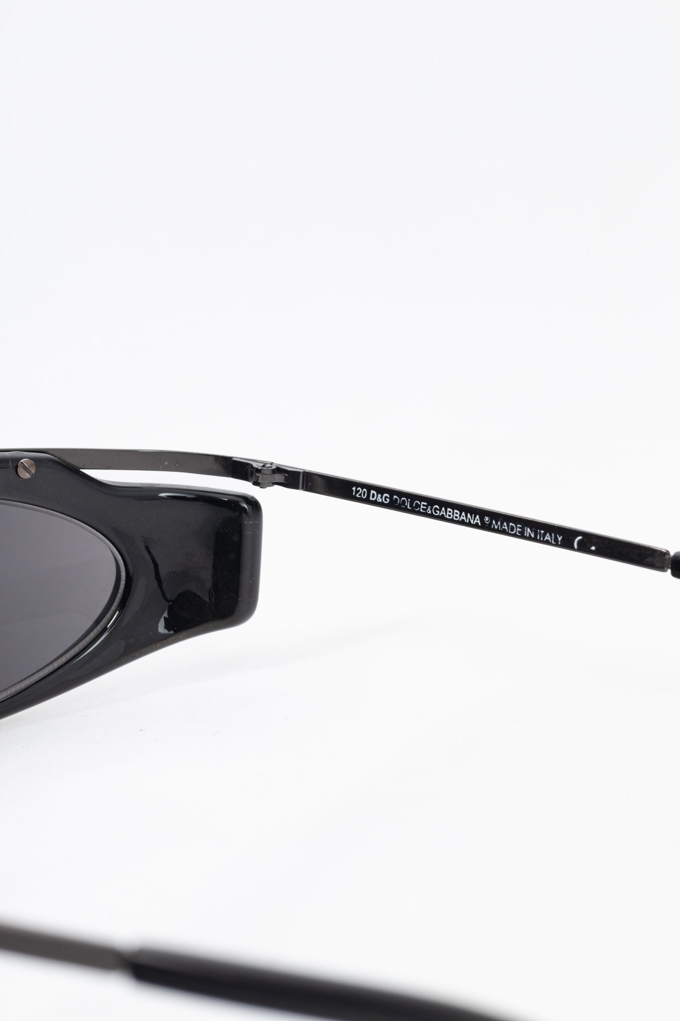 D&G Dolce & Gabbana Black Acetate Logo-Temple Wrap Sunglasses