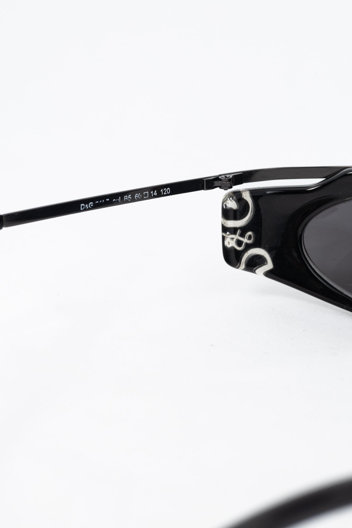 D&G Dolce & Gabbana Black Acetate Logo-Temple Wrap Sunglasses