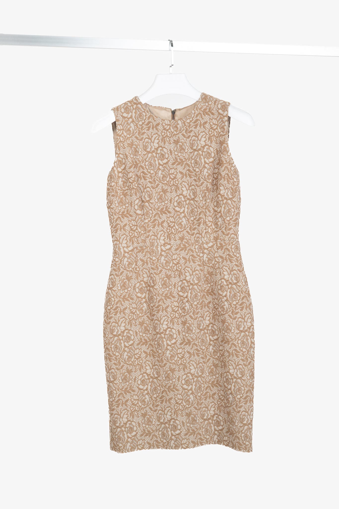 Dolce & Gabbana Brown Embroidered Floral-Lace Dress