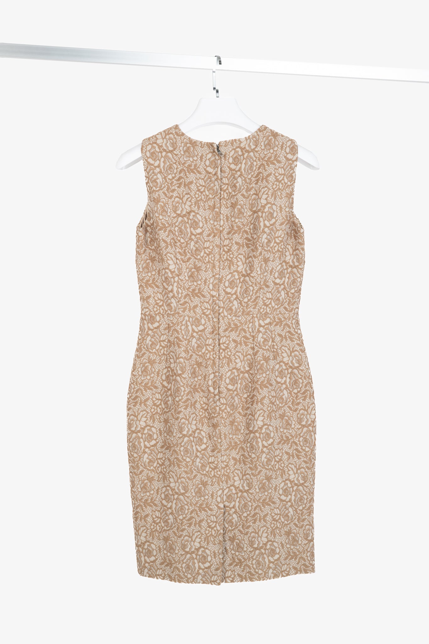 Dolce & Gabbana Brown Embroidered Floral-Lace Dress