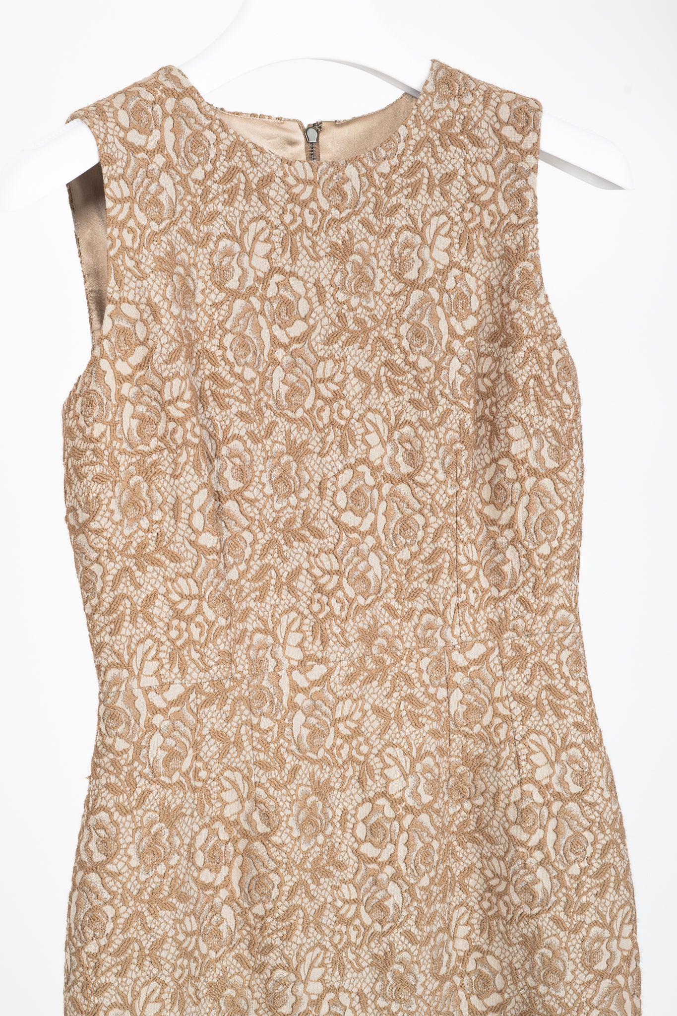 Dolce & Gabbana Brown Embroidered Floral-Lace Dress