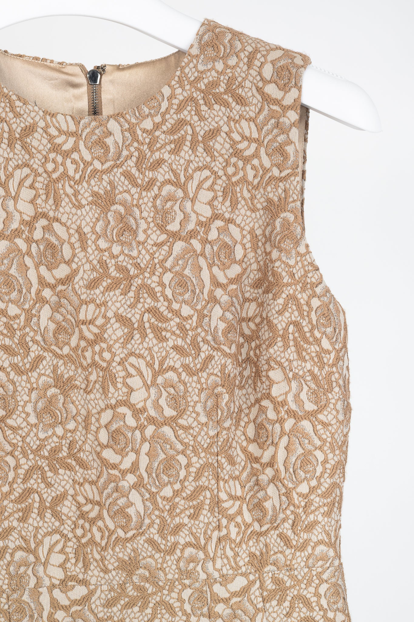 Dolce & Gabbana Brown Embroidered Floral-Lace Dress
