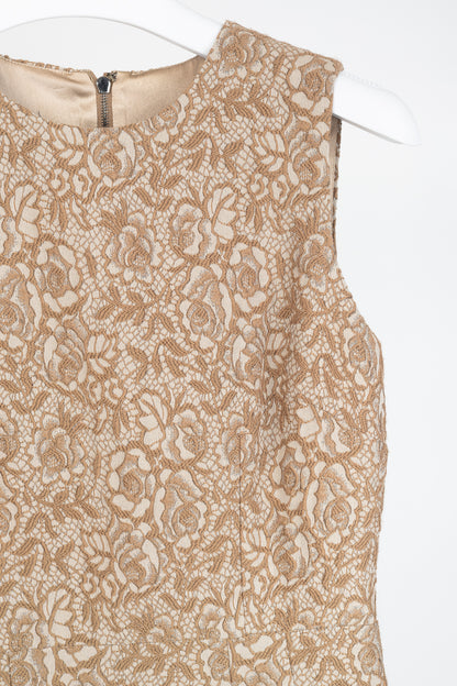 Dolce & Gabbana Brown Embroidered Floral-Lace Dress