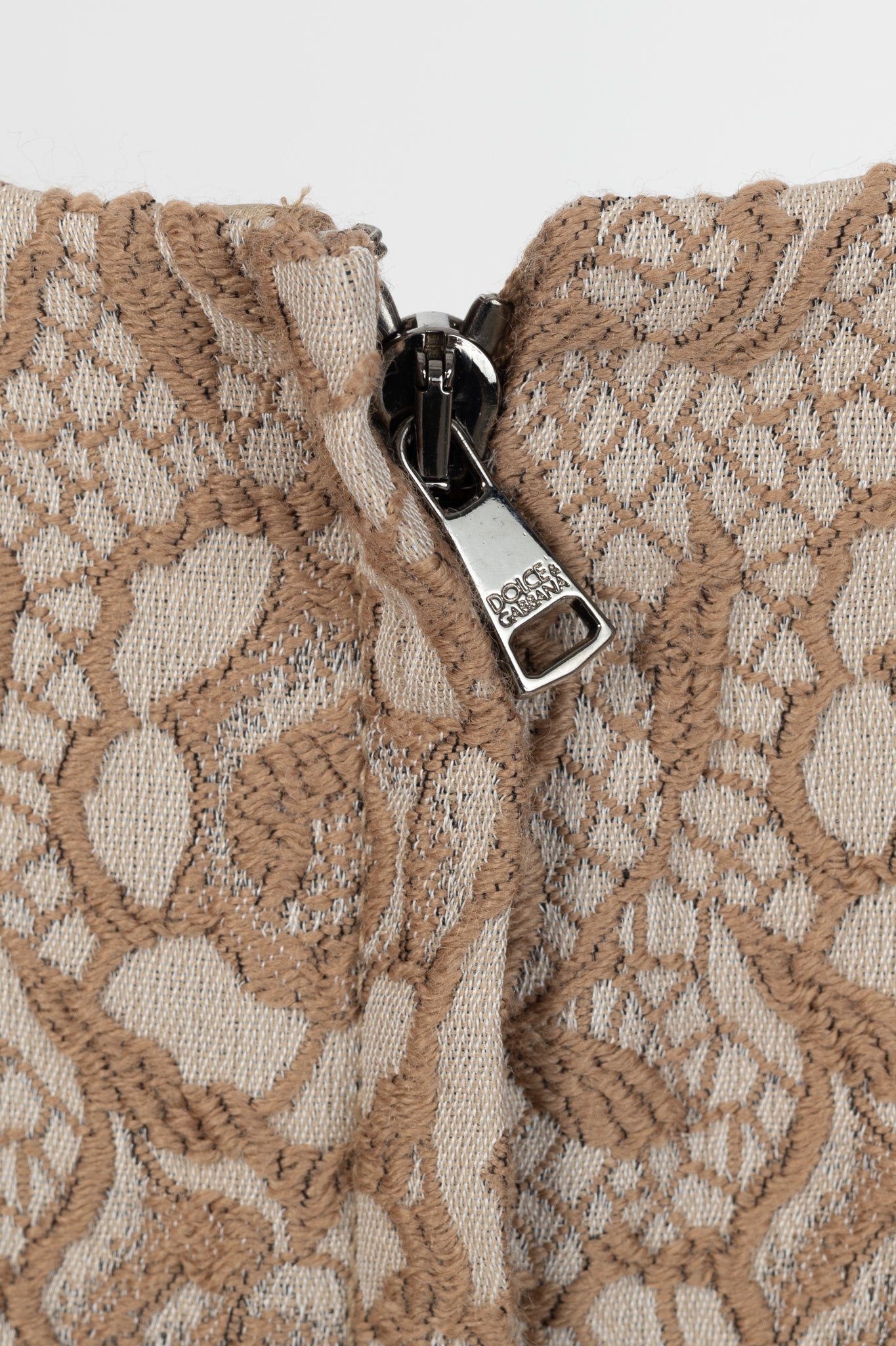 Dolce & Gabbana Brown Embroidered Floral-Lace Dress