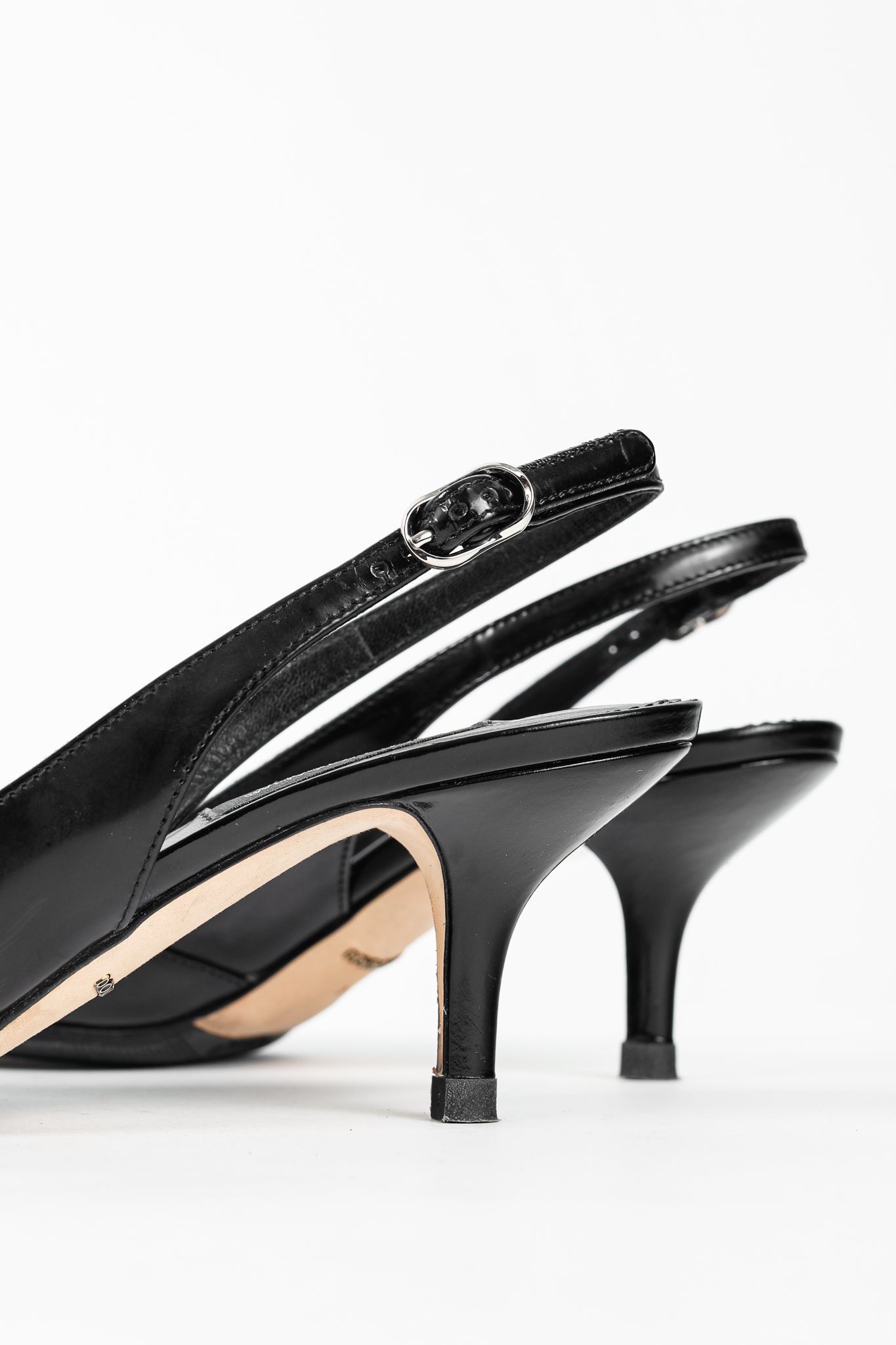 Dolce & Gabbana Nero Patent-Leather Embellished Slingback Pointed-Toe Heels
