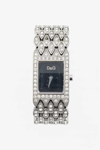 D&G Dolce & Gabbana Sundown "Black" Crystal-Embellished Watch