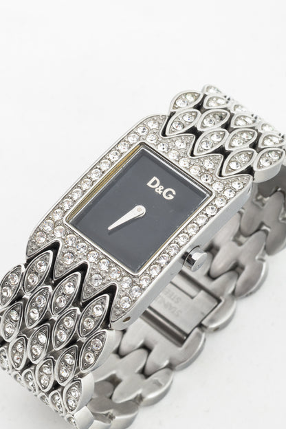 D&G Dolce & Gabbana Sundown "Black" Crystal-Embellished Watch