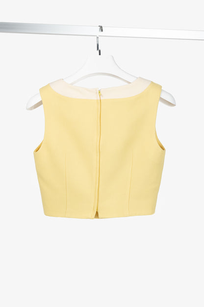 Dolce & Gabbana Yellow Wool-Crepe Stripe Sleeveless Top