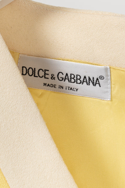 Dolce & Gabbana Yellow Wool-Crepe Stripe Sleeveless Top