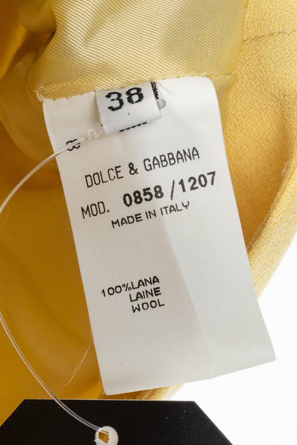 Dolce & Gabbana Yellow Wool-Crepe Stripe Sleeveless Top