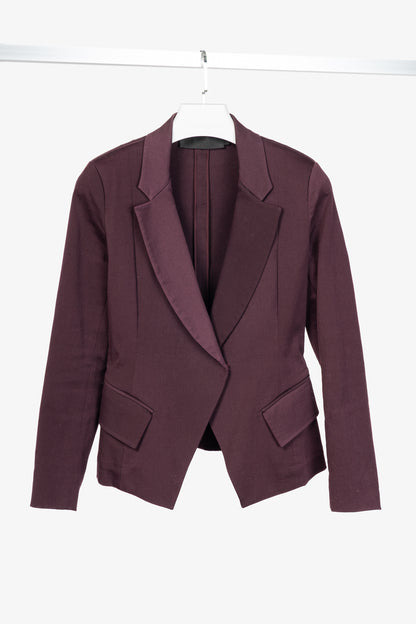 Donna Karan New York Burgundy Cotton-Ponte Blazer