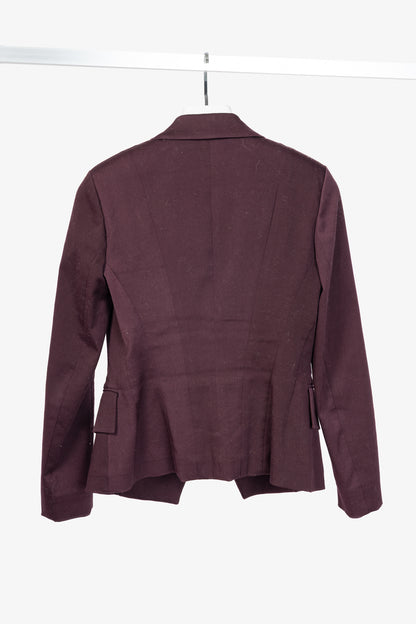 Donna Karan New York Burgundy Cotton-Ponte Blazer