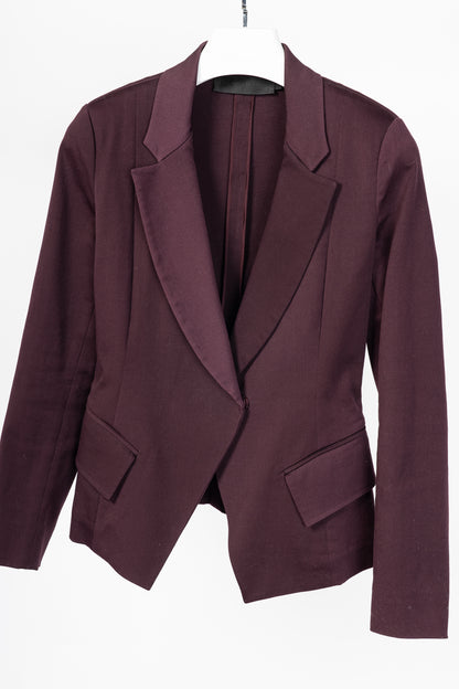 Donna Karan New York Burgundy Cotton-Ponte Blazer