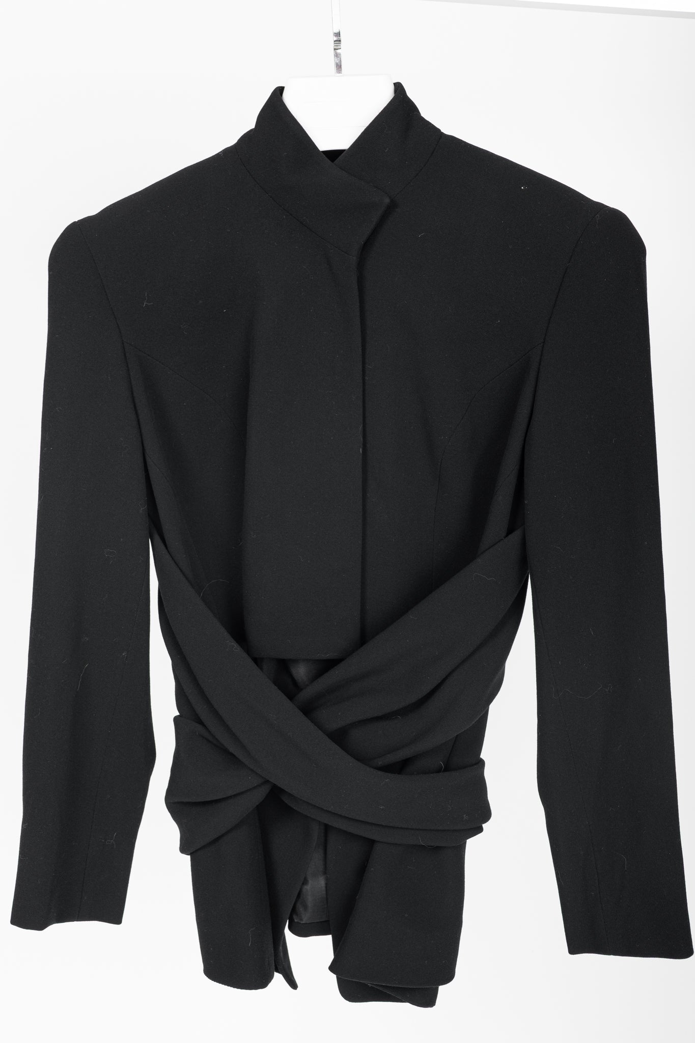 Donna Karan New York Black Wool-Crepe Wrap Blazer