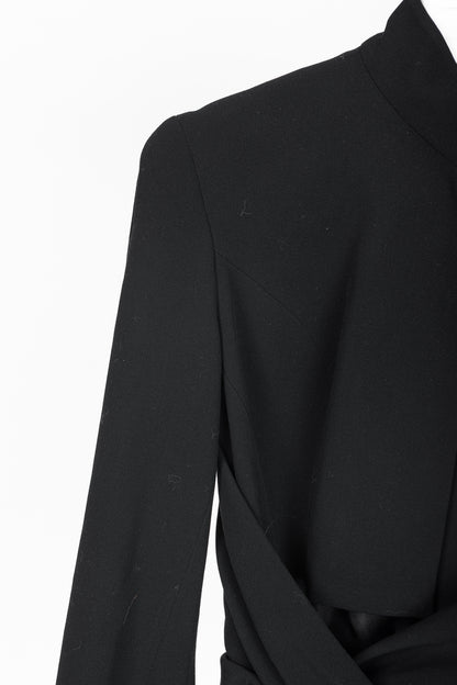 Donna Karan New York Black Wool-Crepe Wrap Blazer