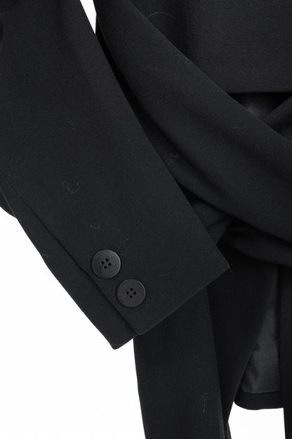 Donna Karan New York Black Wool-Crepe Wrap Blazer
