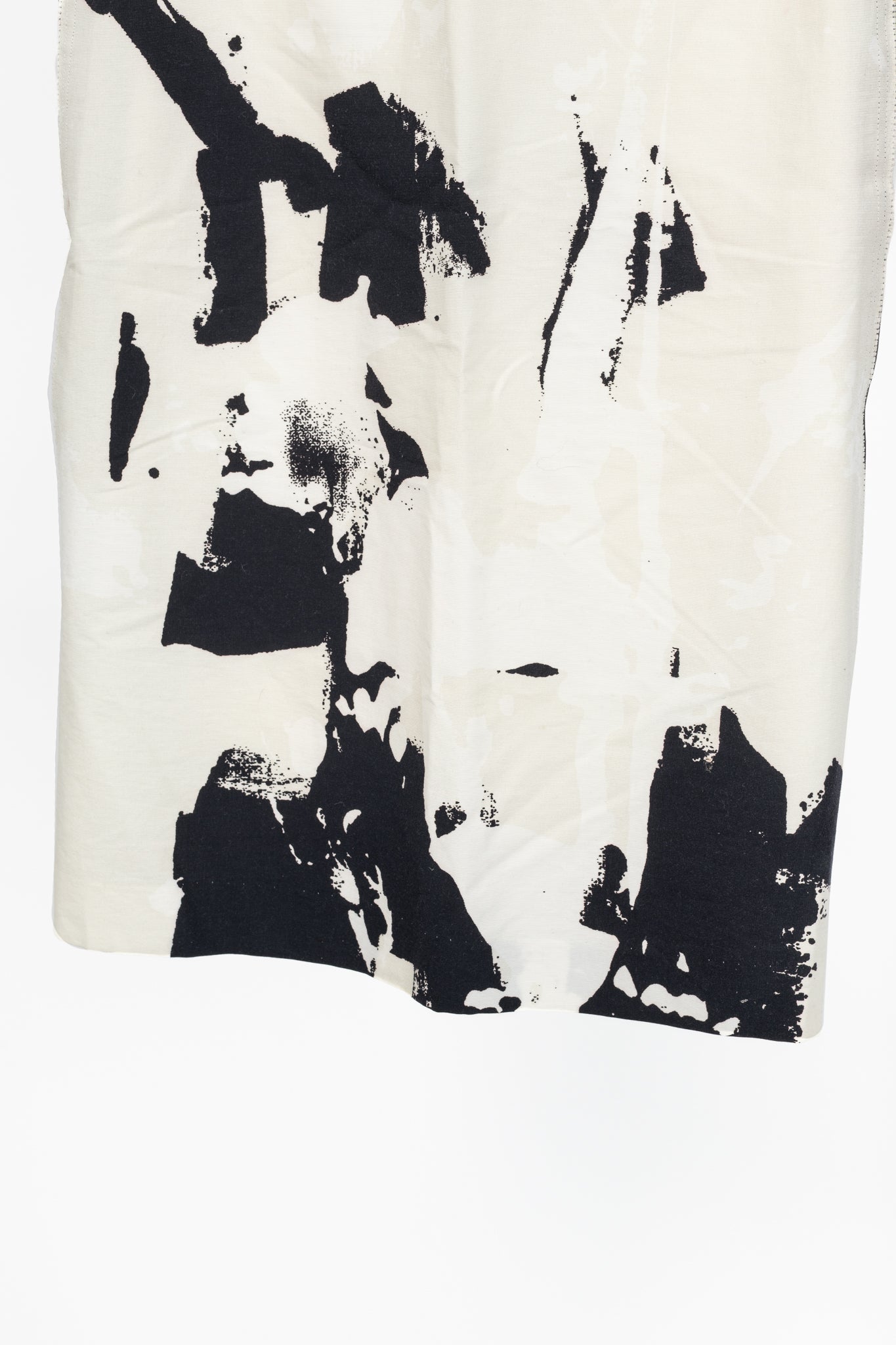 Donna Karan New York SS/15 Cream Cotton-Faille Abstract-Print Panelled Pencil Skirt